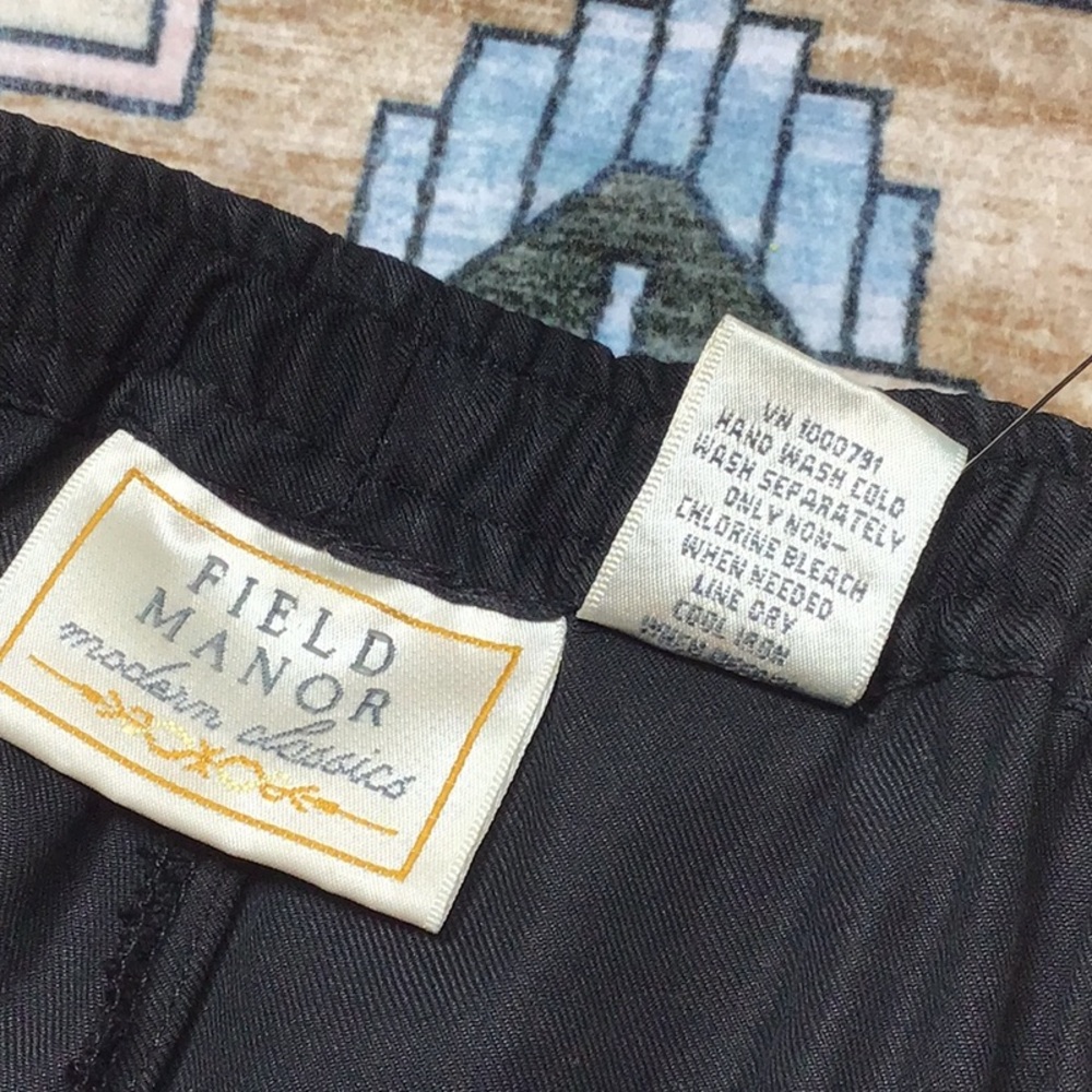 🖤 Field Manor Elegant Black Silk Blend Beaded Hem Pants with Pockets Sz.M - Picture 4 of 10